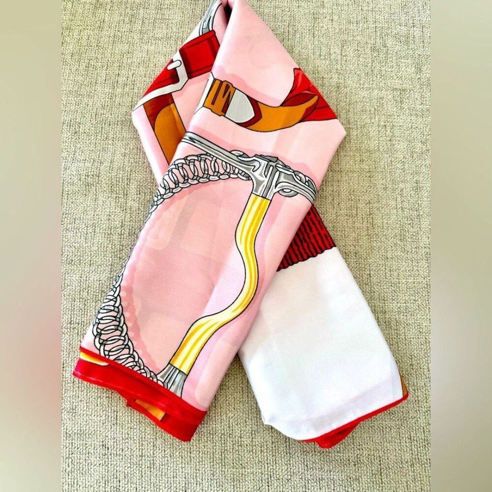 Stylish Pink and Red Geometric Scarf